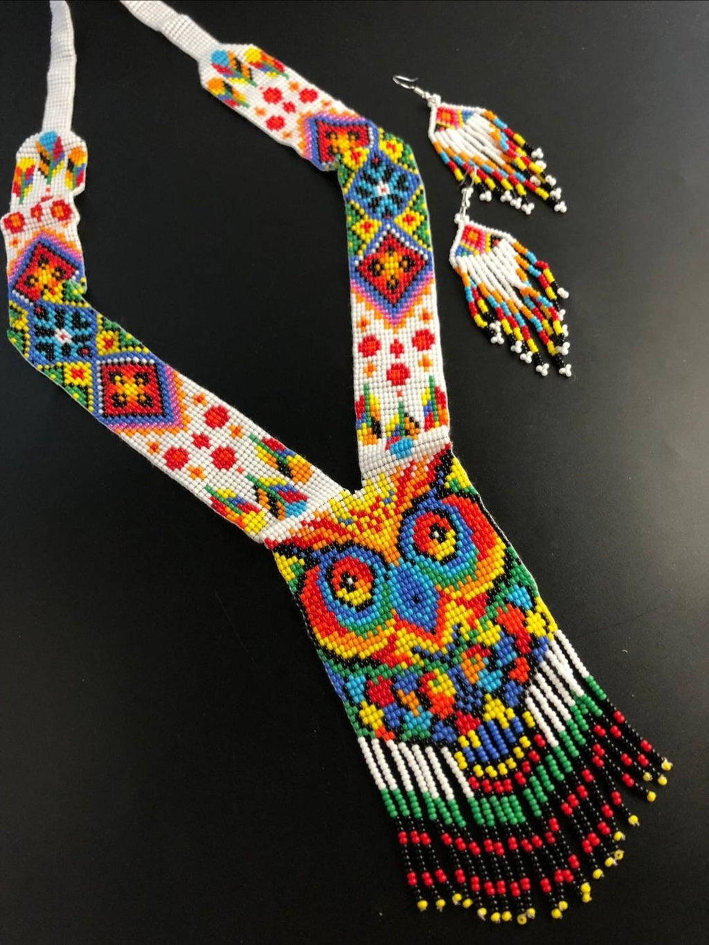 HANDMADE BEADED NECKLACE, Owl Necklace