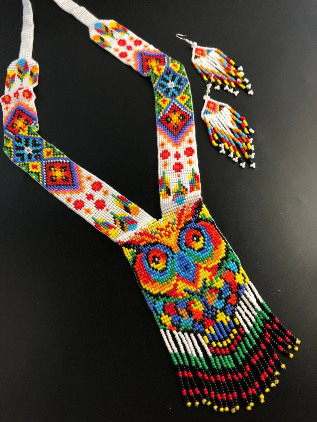 HANDMADE BEADED NECKLACE, Owl Necklace