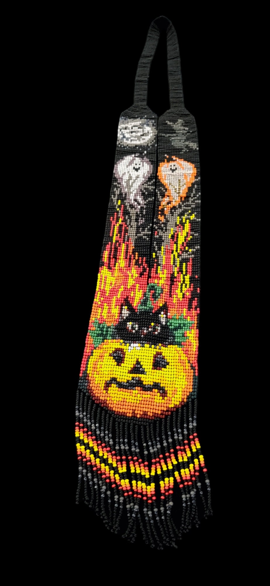 Handmade Beaded Halloween Necklace: Pumpkin Jewelry