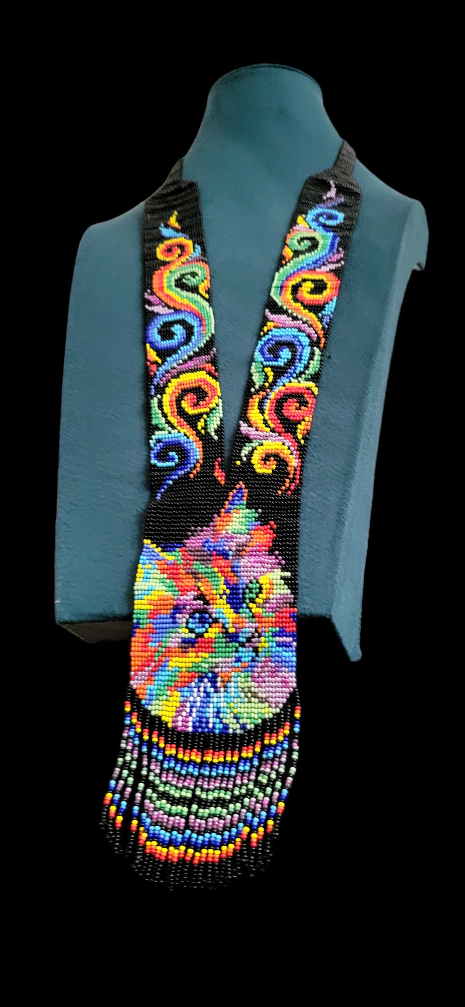 Handmade Beaded Cat Necklace: Ethnic Woven Seed Bead Pendant