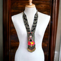Handmade Beaded Halloween Necklace: Bat & Costume Girl Motif