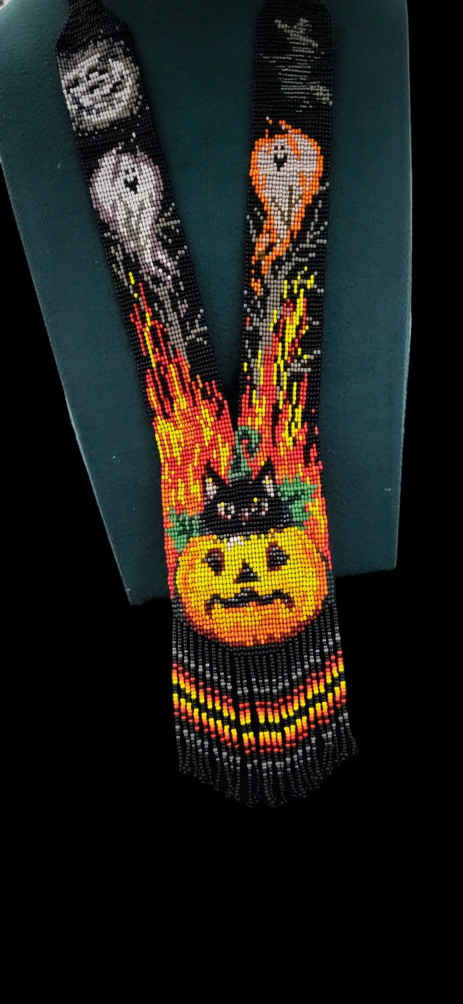 Handmade Beaded Halloween Necklace: Pumpkin Jewelry