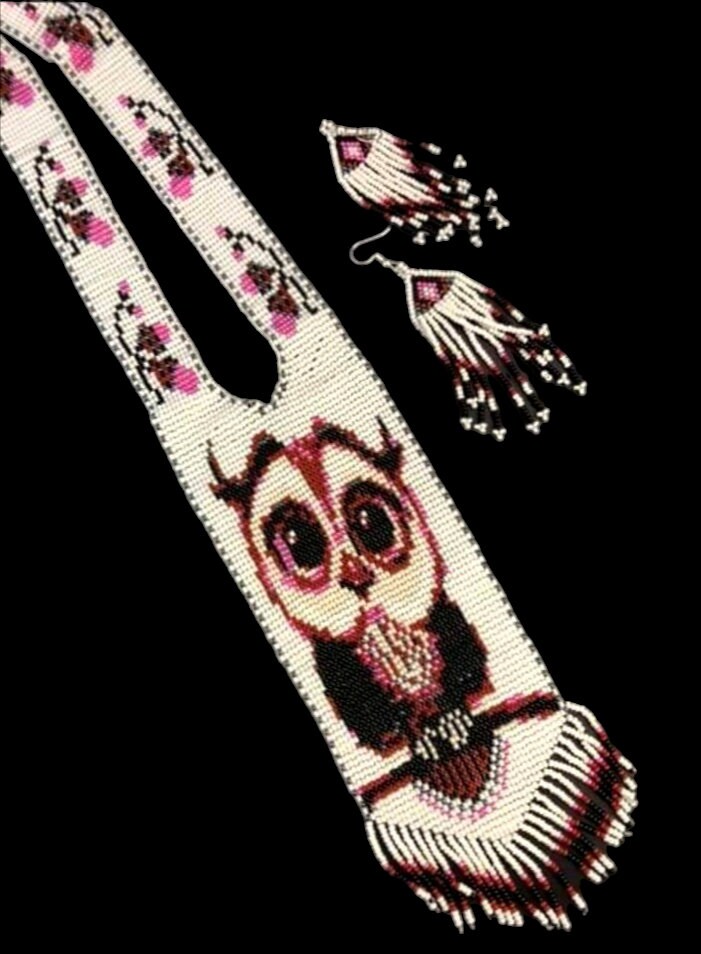 HANDMADE BEADED NECKLACE, Owl Necklace
