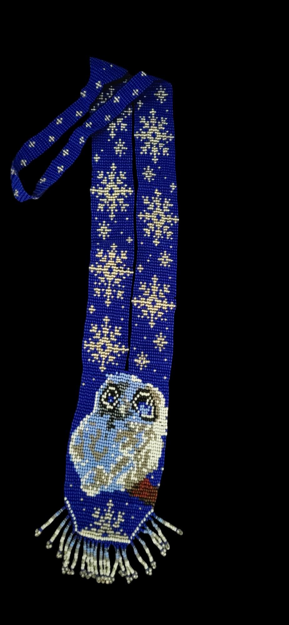 Handmade Beaded Owl Necklace: Long Spirit Animal Jewelry