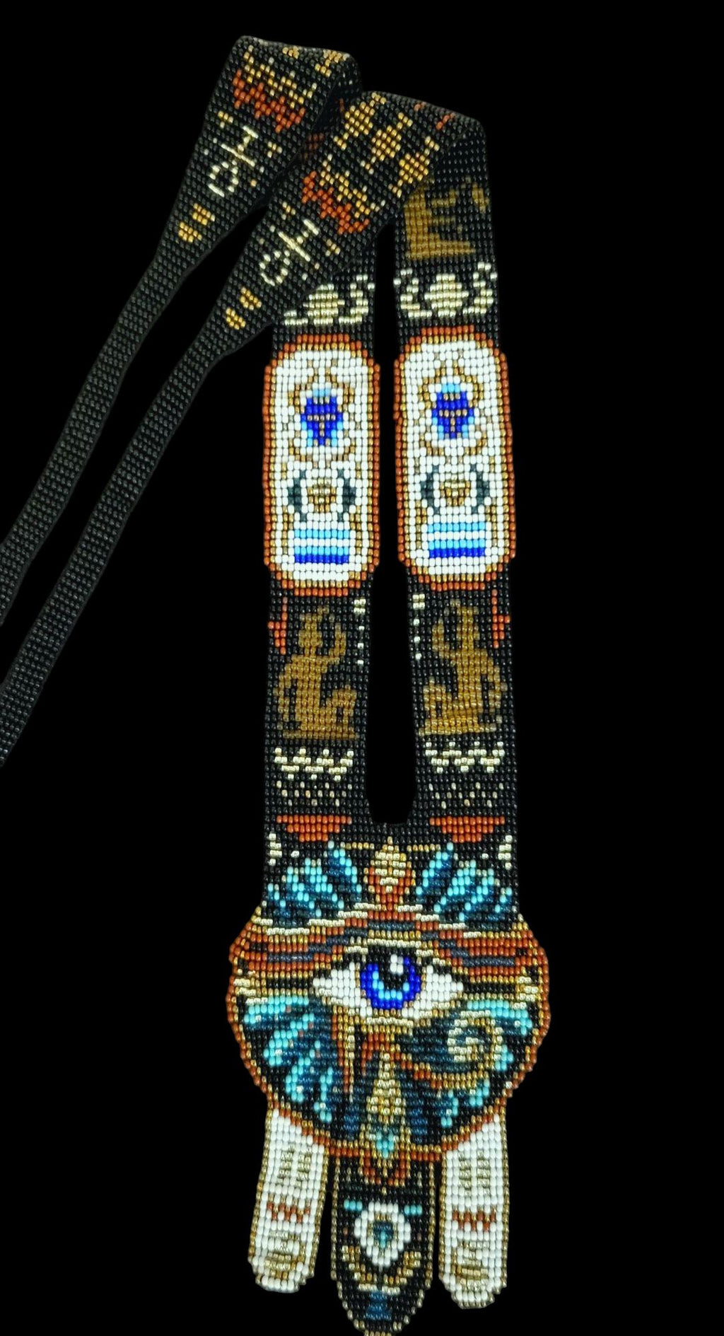 Handmade Egyptian Collar Necklace - Seed Bead Art,Tribal Art Necklace,Eye Necklace