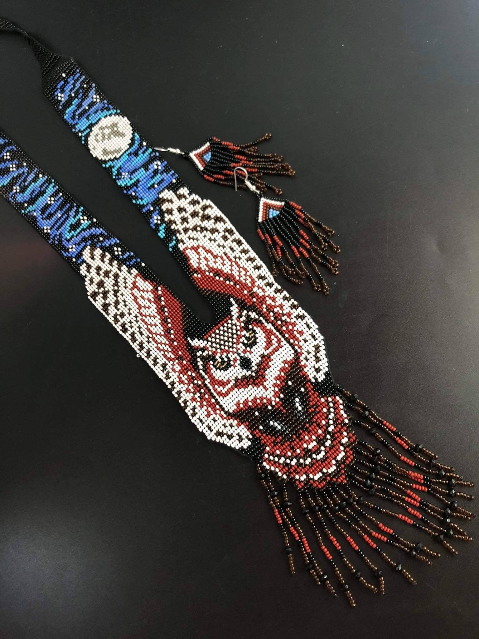 Handmade Beaded Owl Necklace: Long Statement Jewelry