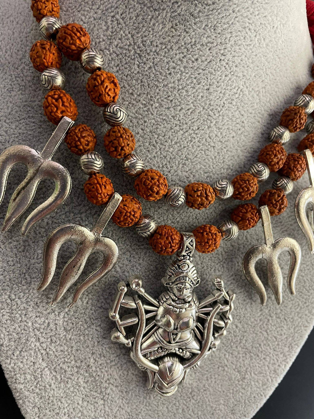 Kali Goddess Rudraksha Necklace: Hindu Amulet Pendant