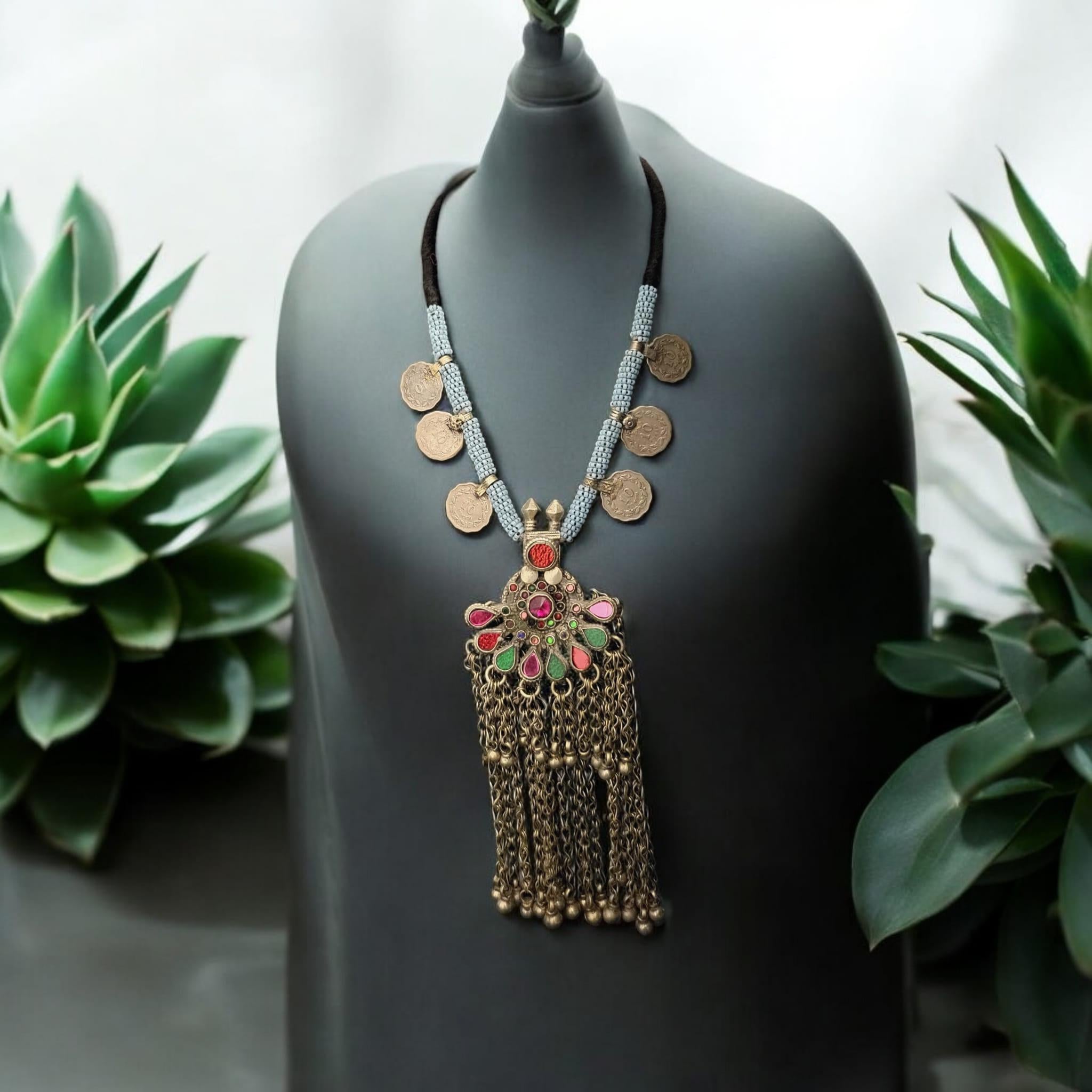 PENDANT Necklace- Exotic Kochi Necklace-Kuchi Necklace-collectible statement necklace-Billy Dance Jewellery-Middle Eastern Neck Piece
