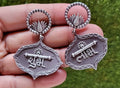 Silver Shubh Labh Earrings: Indian Bollywood Jewelry