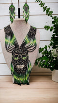 Handmade Seed Bead Skull Necklace: Ethnic Beaded Jewelry Set