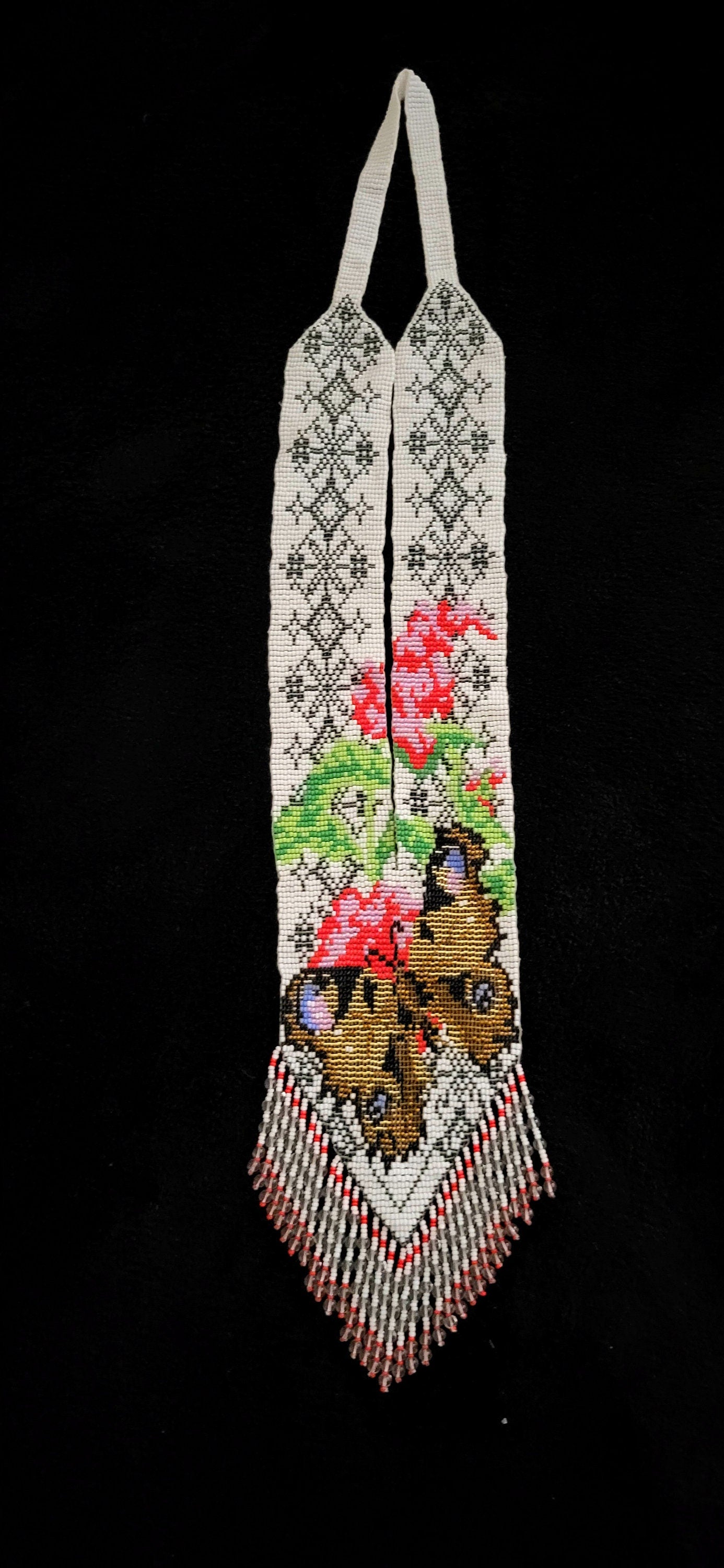 Handmade Beaded Butterfly Necklace: Floral Boho Jewelry