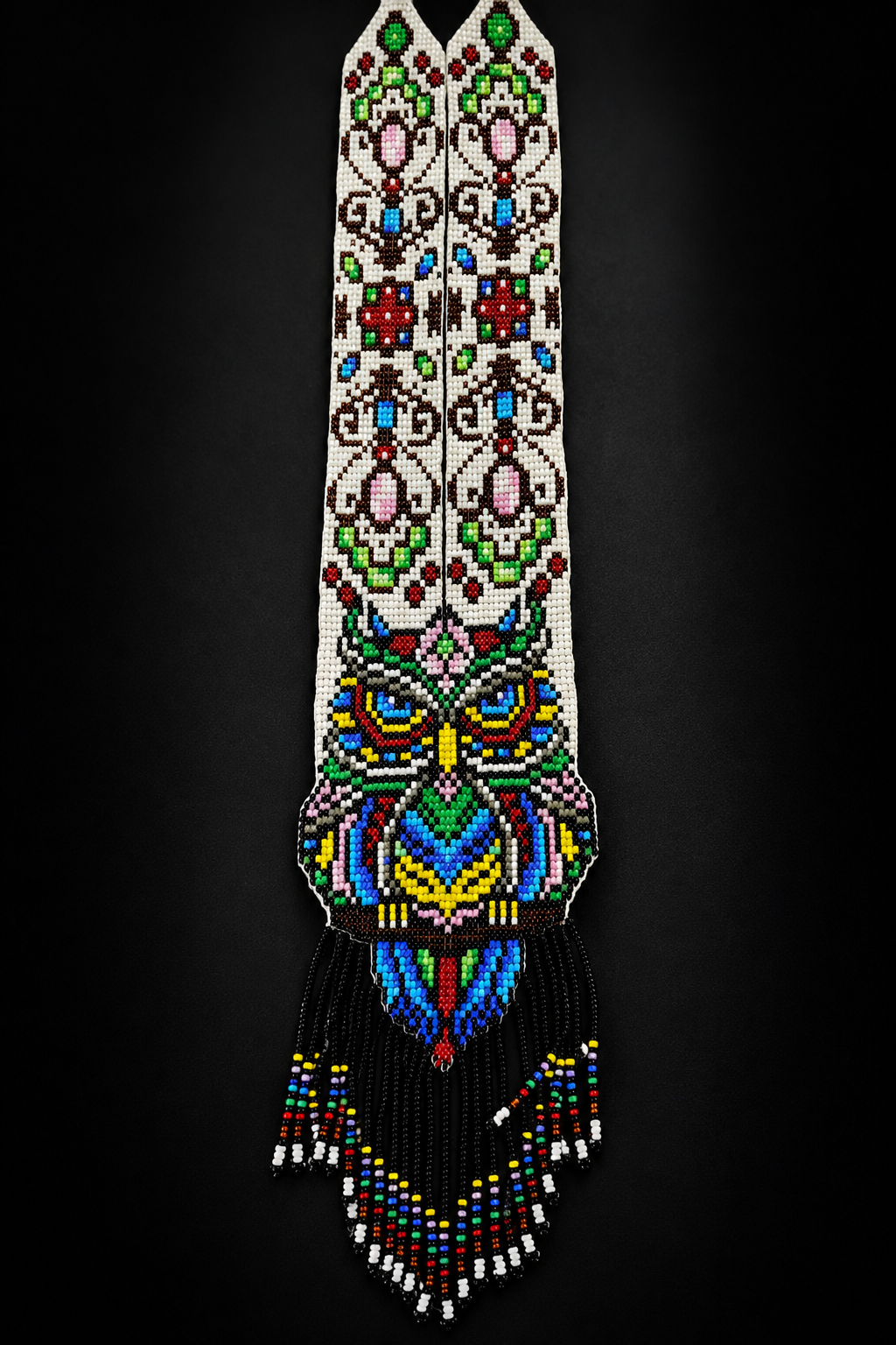 Handmade Beaded Owl Necklace: Long Statement Jewelry
