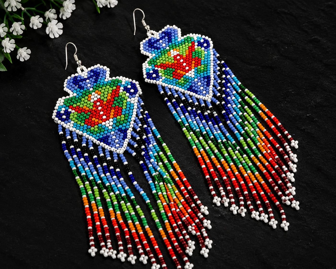 Rainbow Beaded Fringe Earrings: Pride & Equality Jewelry