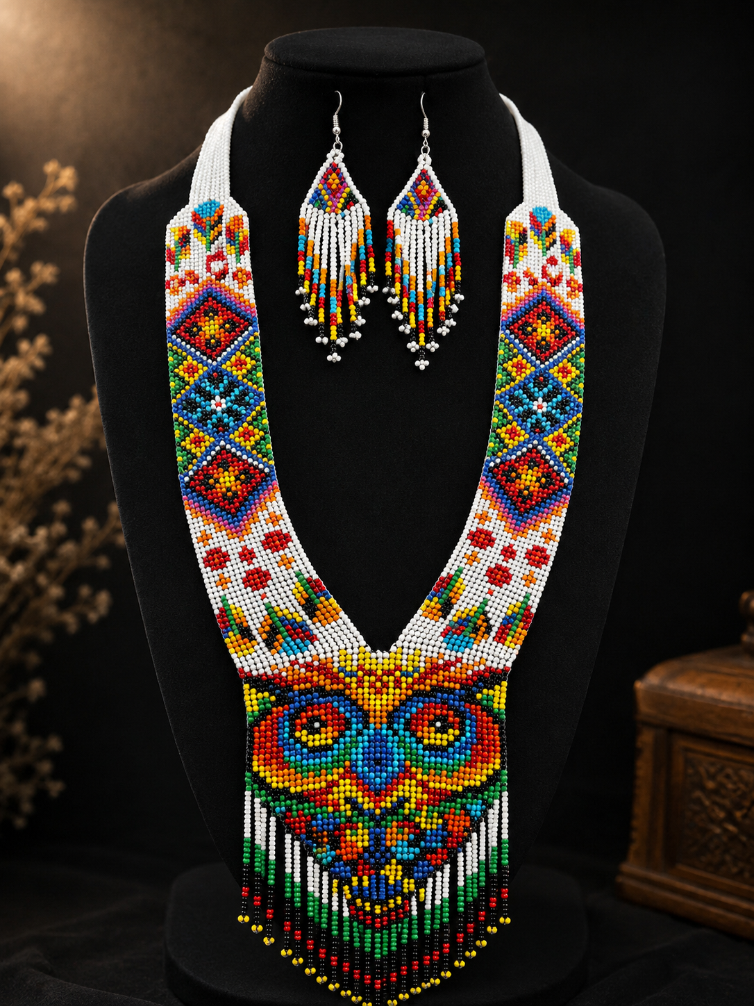 HANDMADE BEADED NECKLACE, Owl Necklace