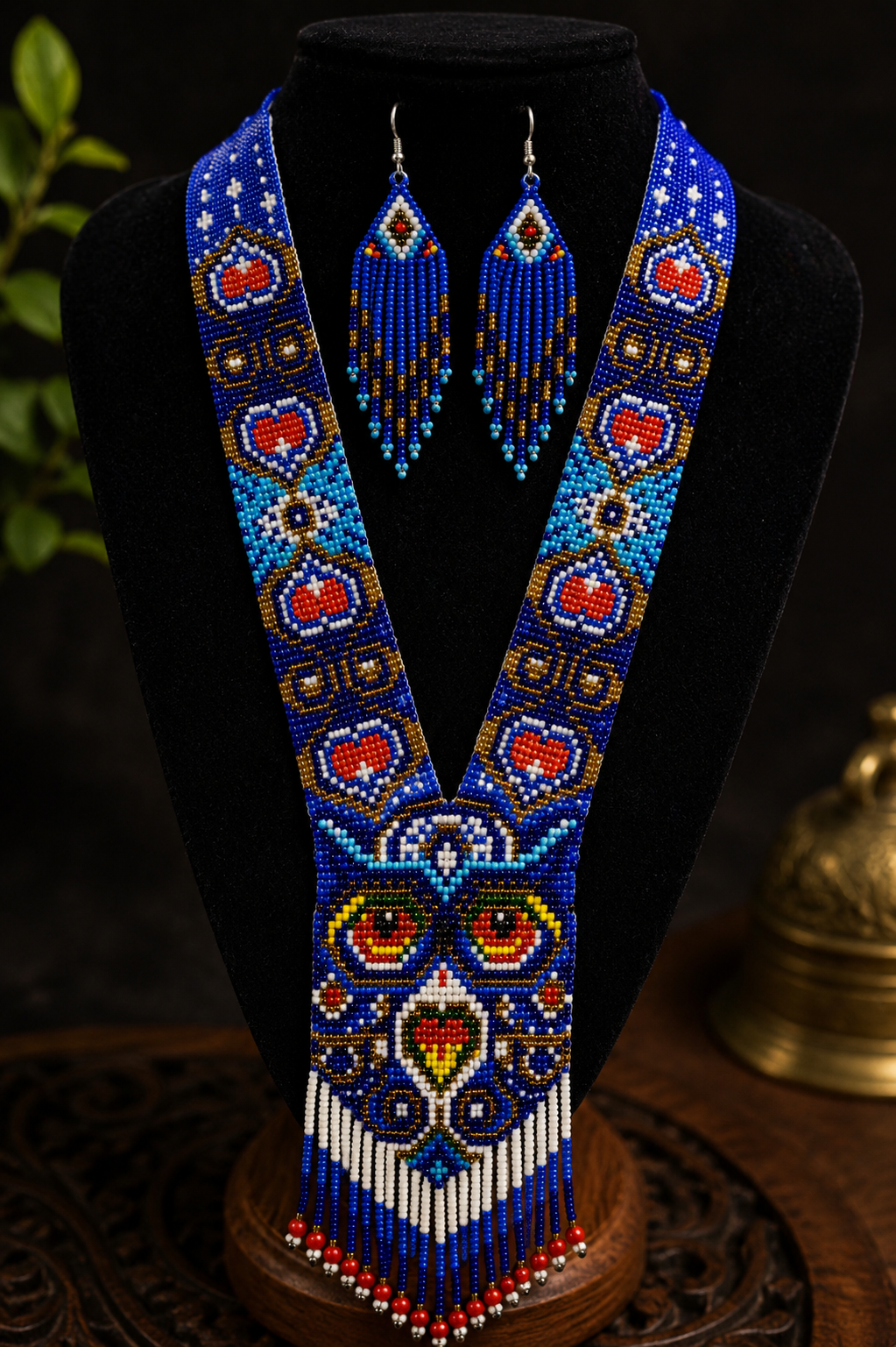 Handmade Beaded Owl Necklace: Long Beaded Animal Lover Gift