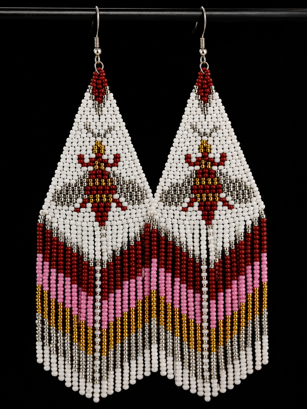 Handmade Seed Bead Bee Dangle Earrings: Statement Jewelry