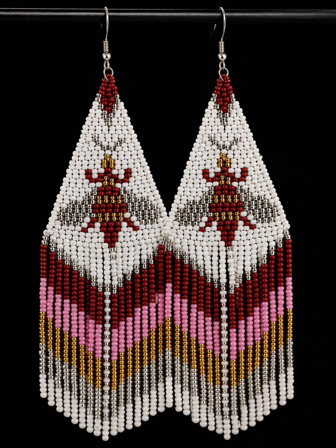 Handmade Seed Bead Bee Dangle Earrings: Statement Jewelry