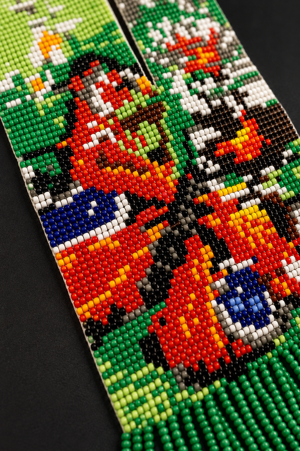 Handmade Mountain Landscape Beaded Necklace & Tassel Earrings Set