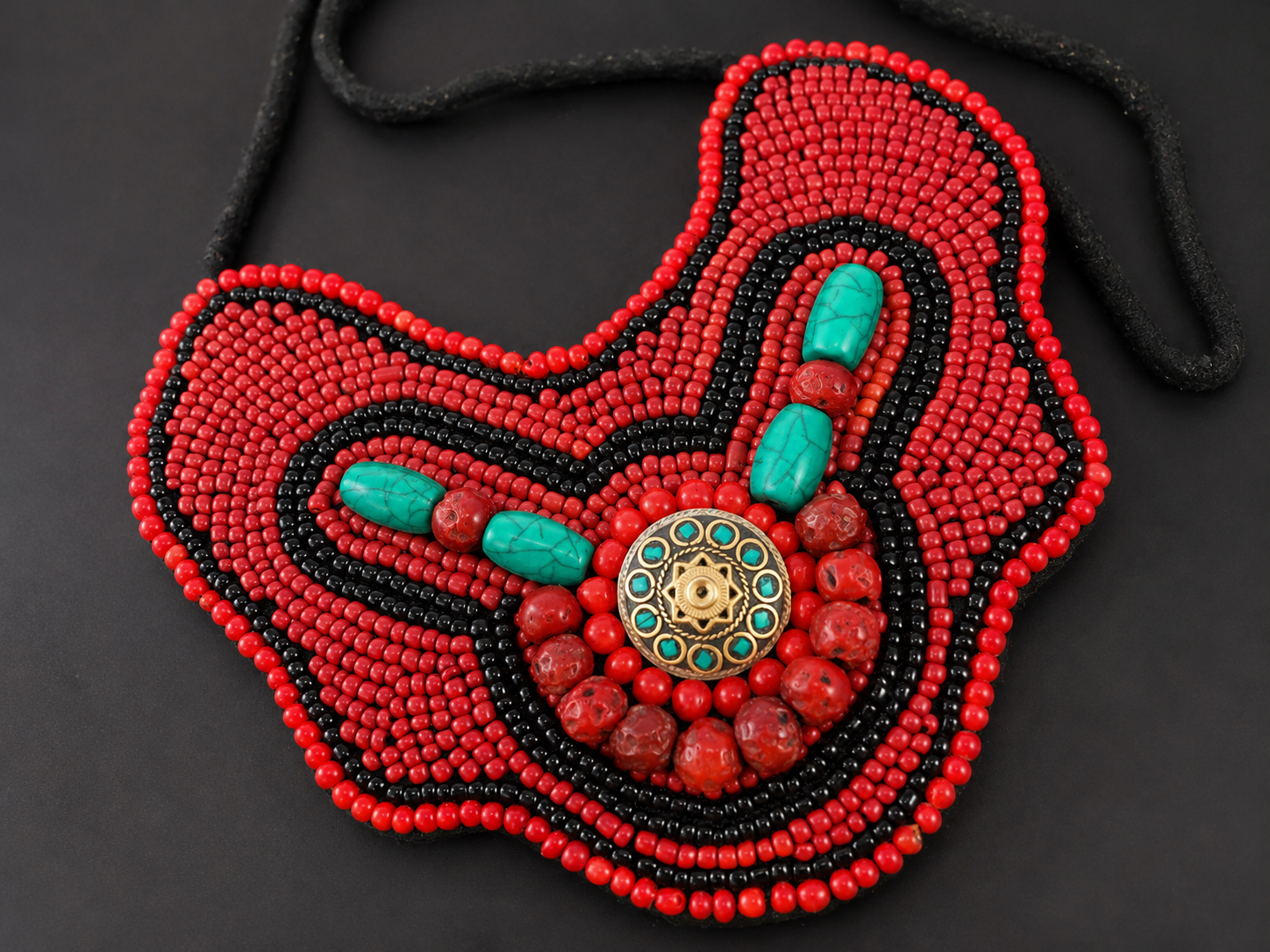 Nepalese Tribal Layered Necklace: Tibetan Beaded Statement Jewelry