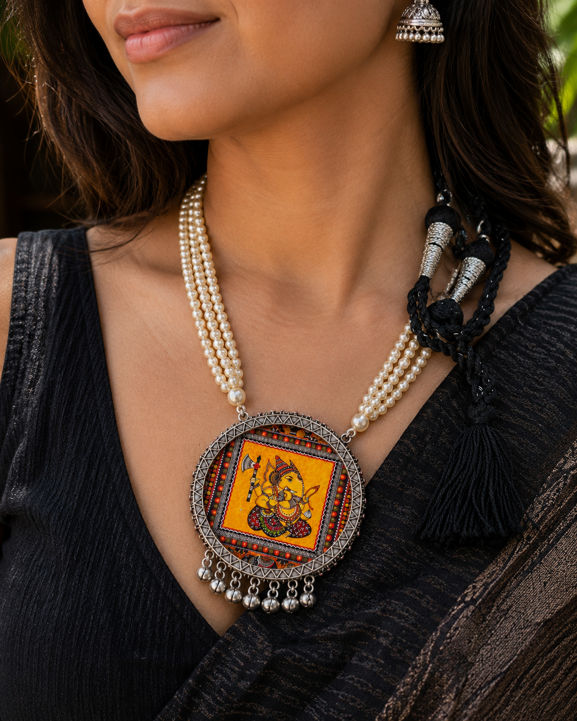 Ganesha Necklace: Hindu God Medallion, Good Luck Charm