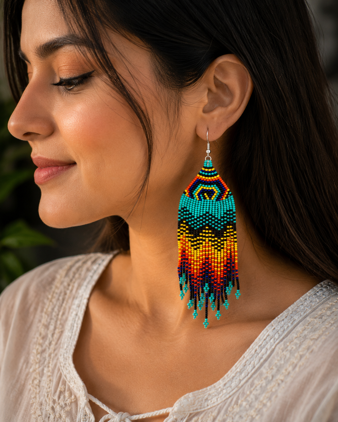 Handmade Beaded Fringe Threader Earrings