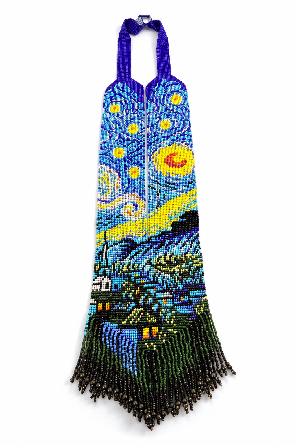 Van Gogh-Inspired Beaded Necklace & Earring Set