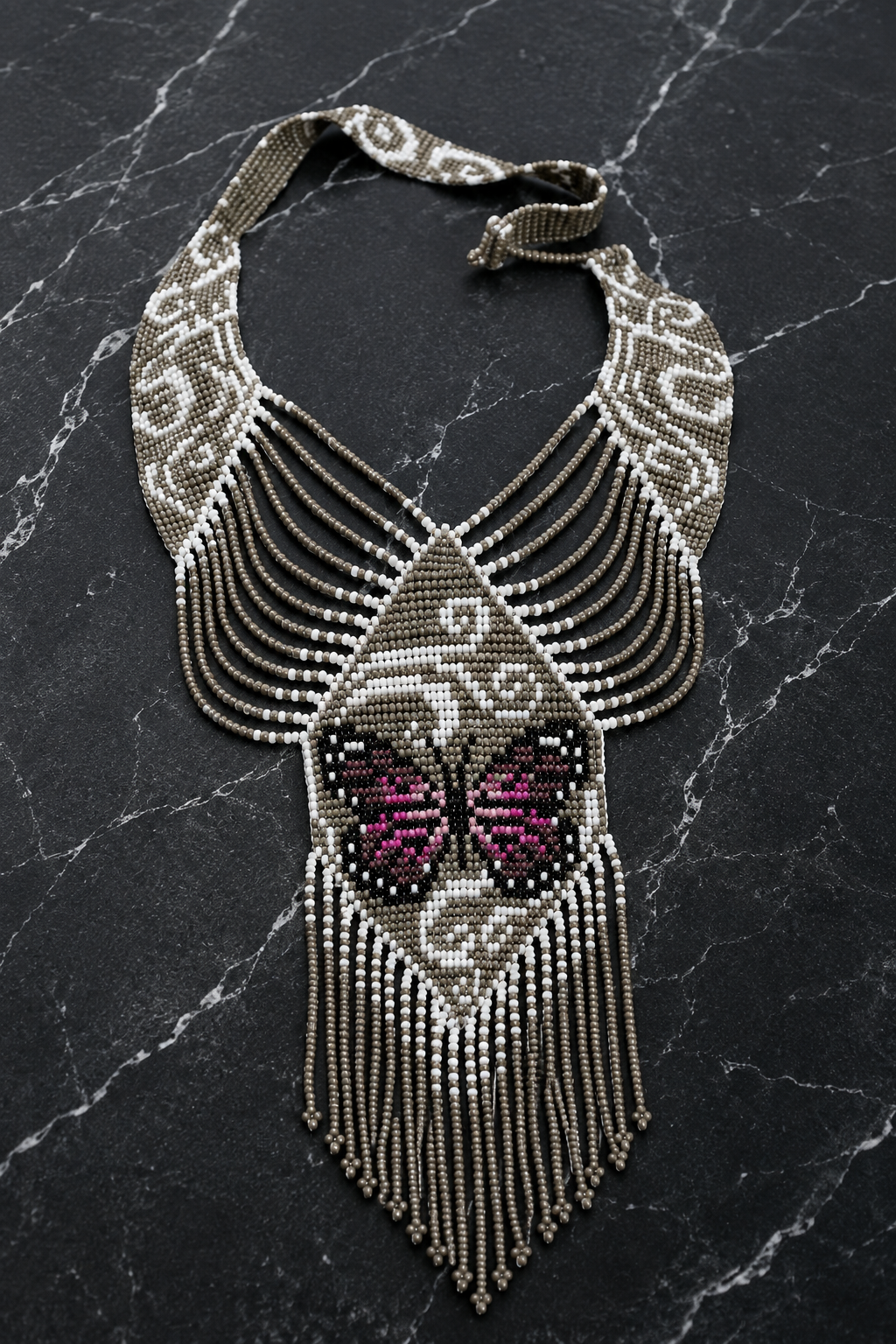Handmade Beaded Butterfly Necklace: Boho Floral Jewelry