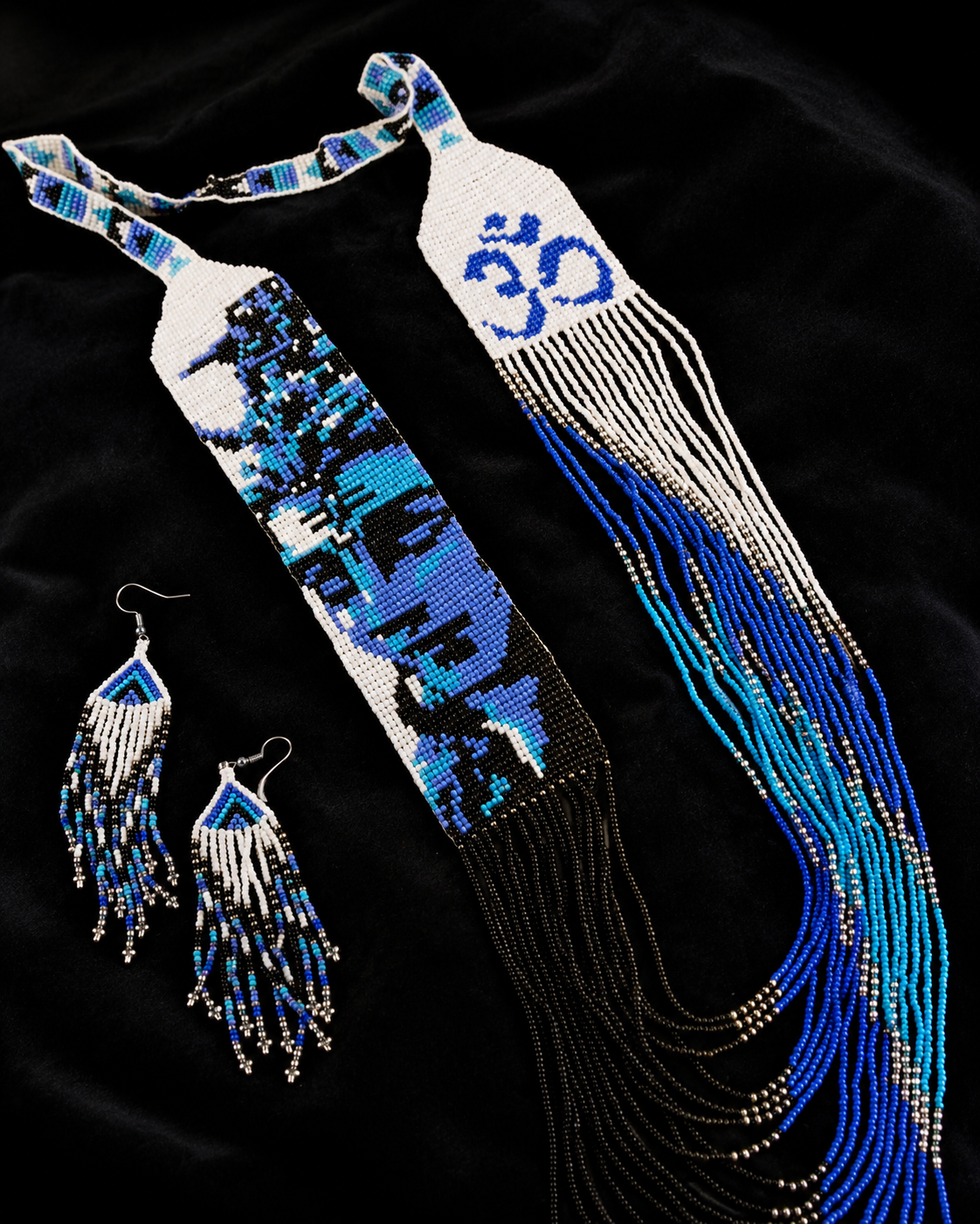 Handmade Shiva Beaded Necklace & Earrings Set