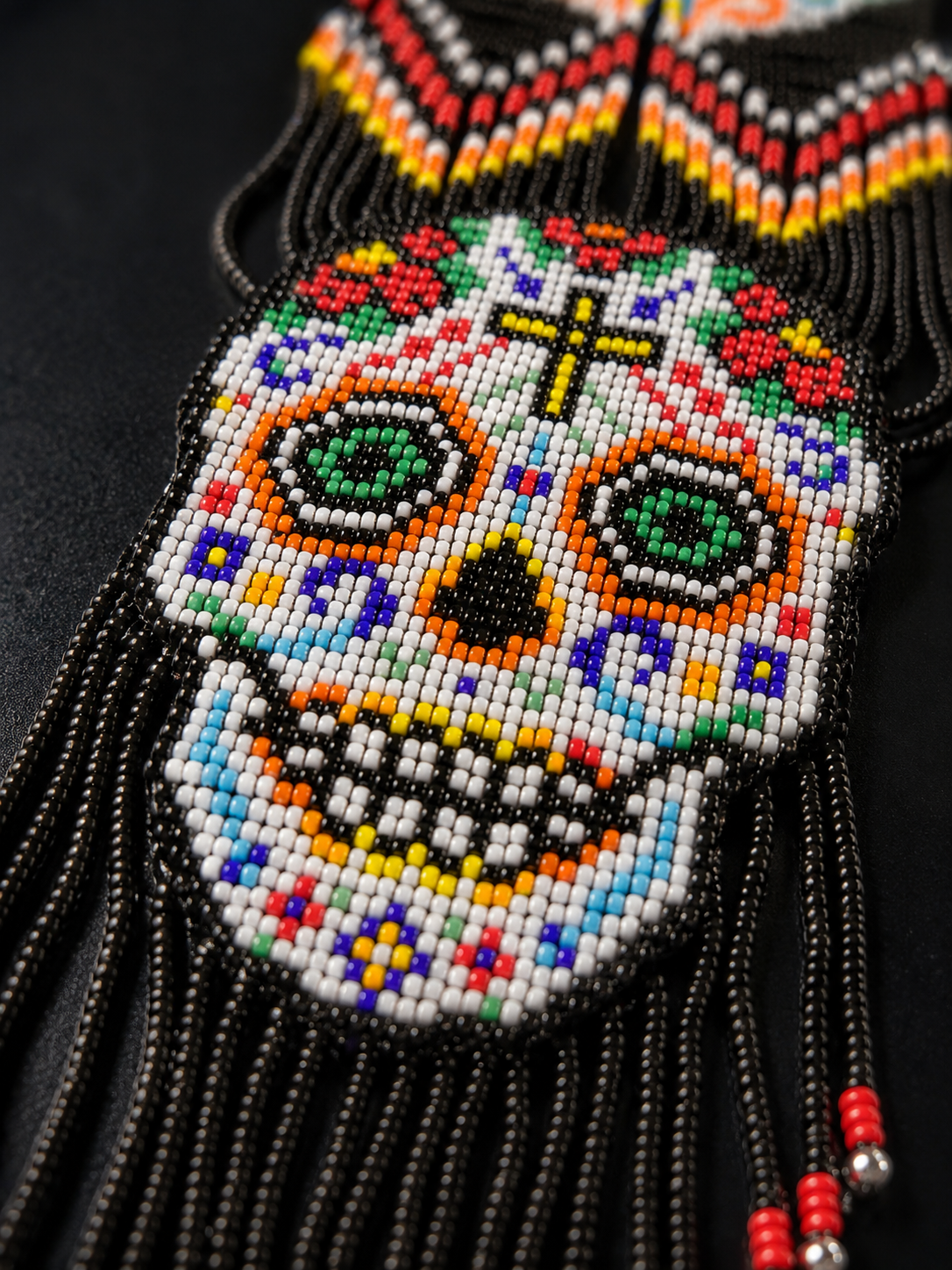 Handmade Sugar Skull Beaded Statement Necklace