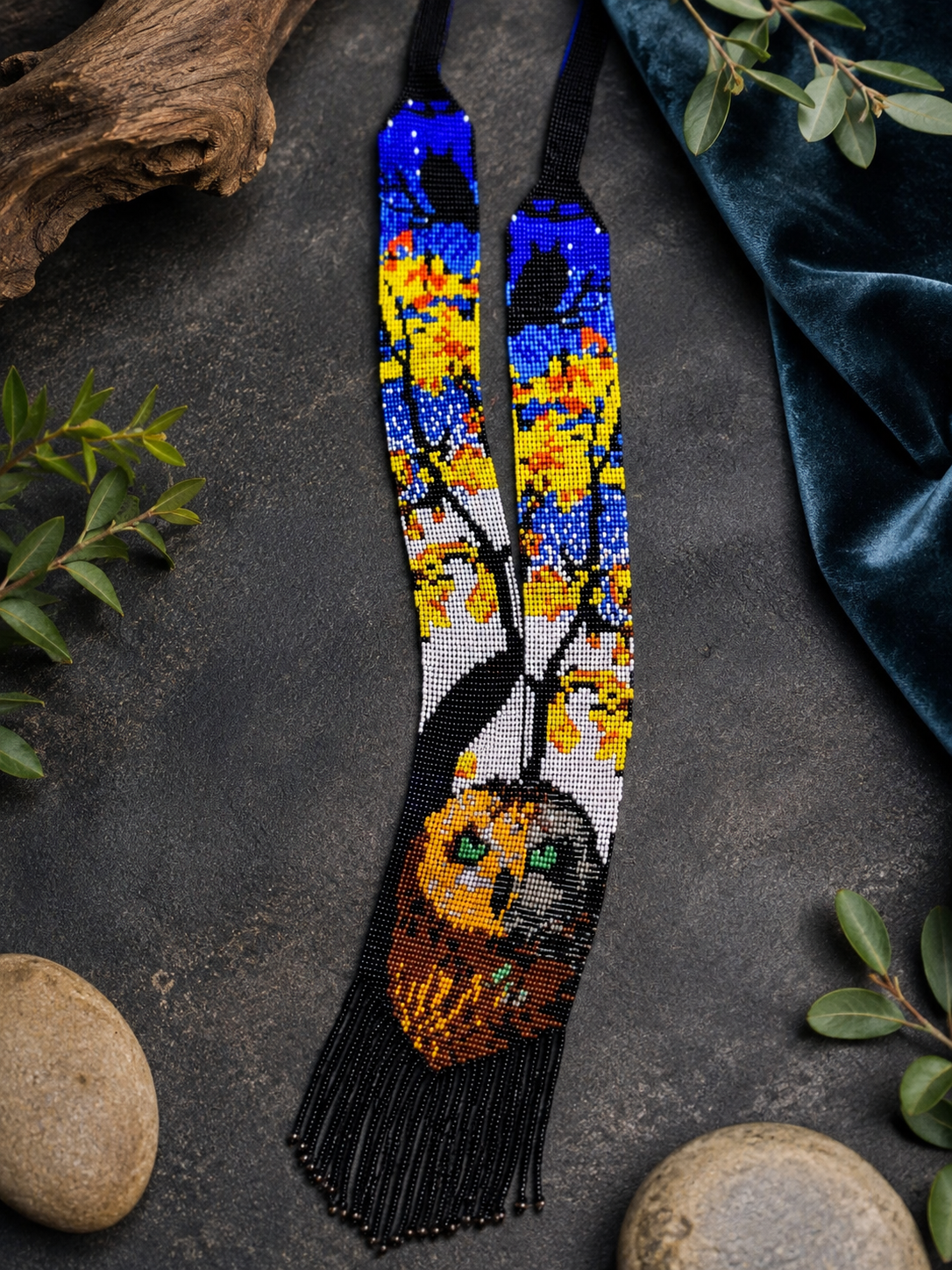 HANDMADE BEADED NECKLACE, Owl Necklace