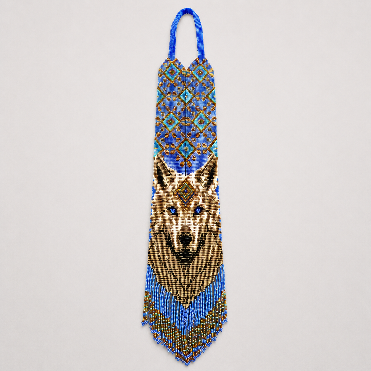 Handmade Beaded Wolf Necklace: Boho Animal Lover Jewelry