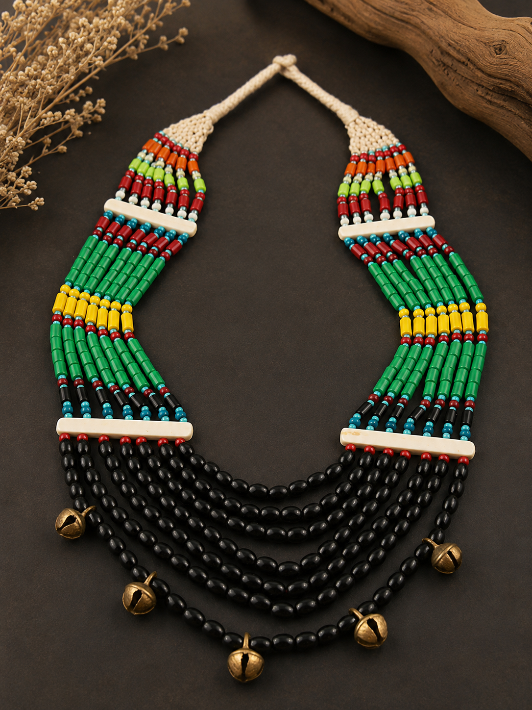 Tibetan Beaded Layered Necklace: Nepal Ethnic Tribal Jewelry