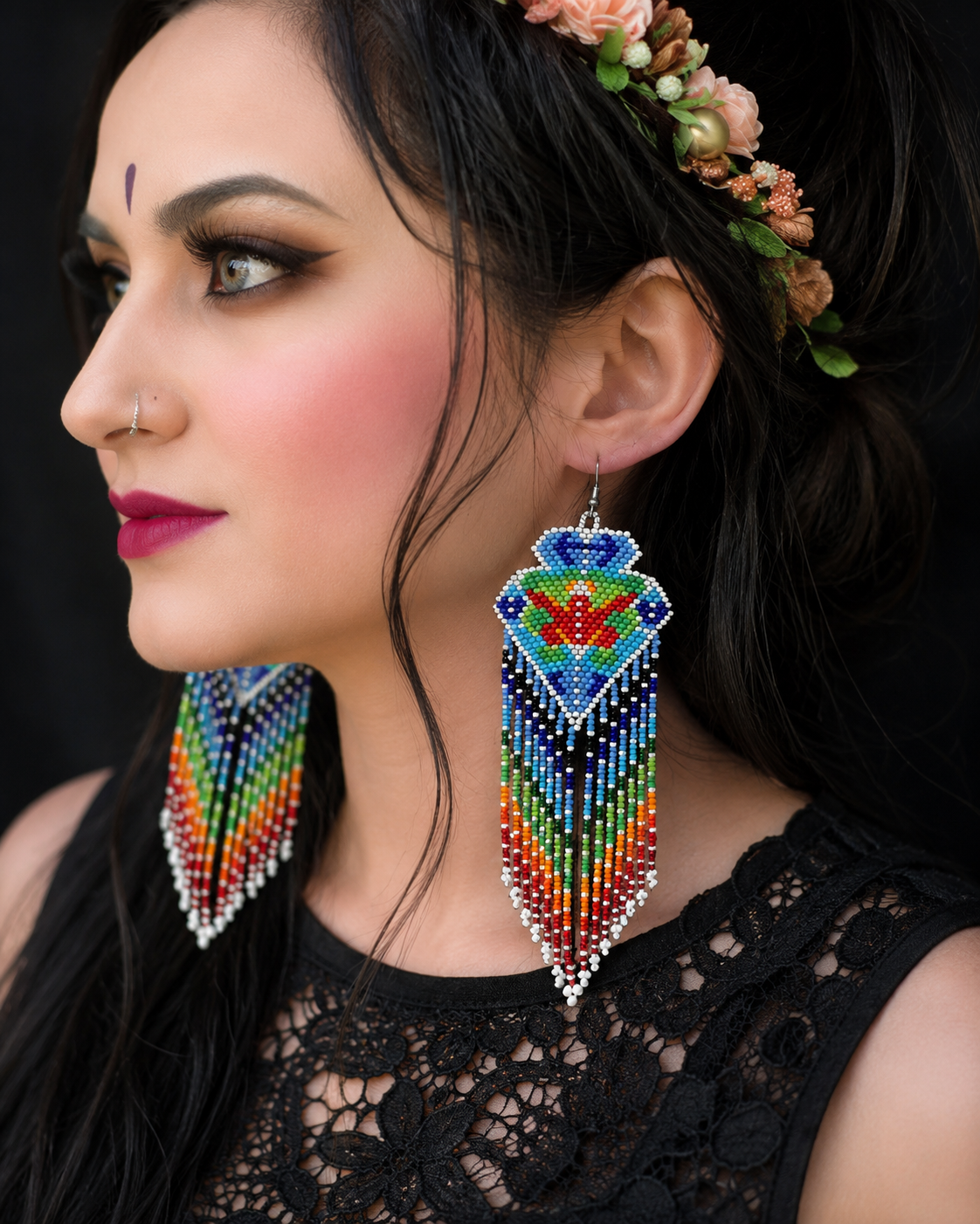 Rainbow Beaded Fringe Earrings: Pride & Equality Jewelry