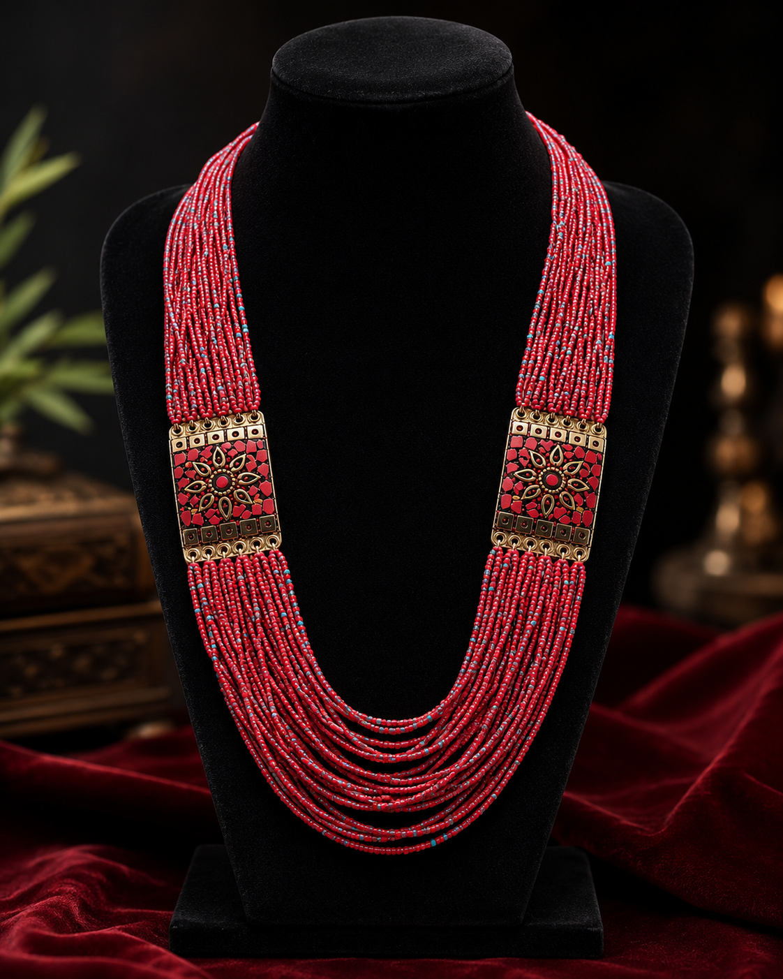 Tibetan Beaded Layered Necklace: Nepal Ethnic Boho Jewelry