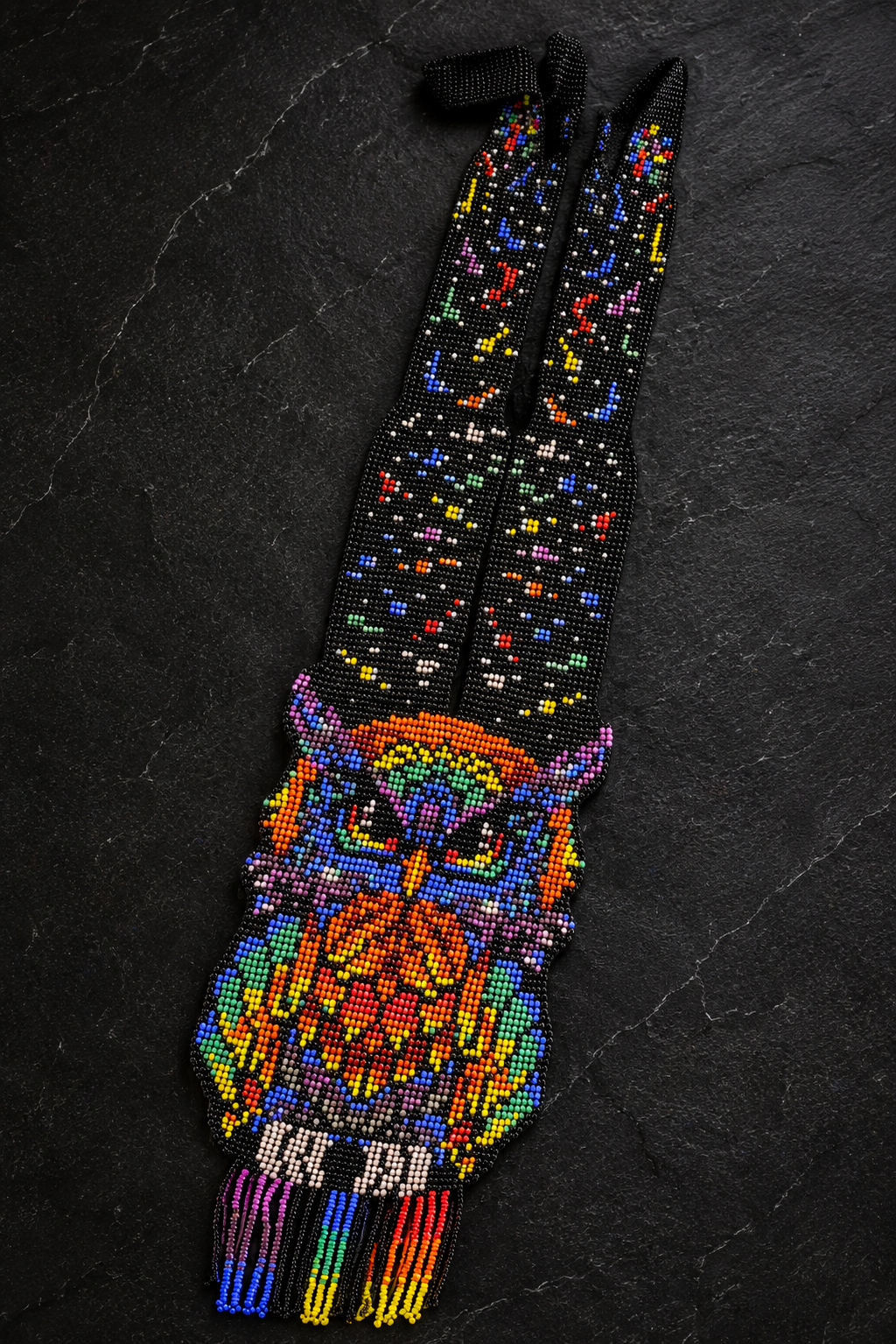 Handmade Beaded Rainbow Owl Necklace: Whimsical Boho Jewelry