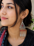 Turkish Silver Dangle Earrings: Tribal Bohemian Jewelry