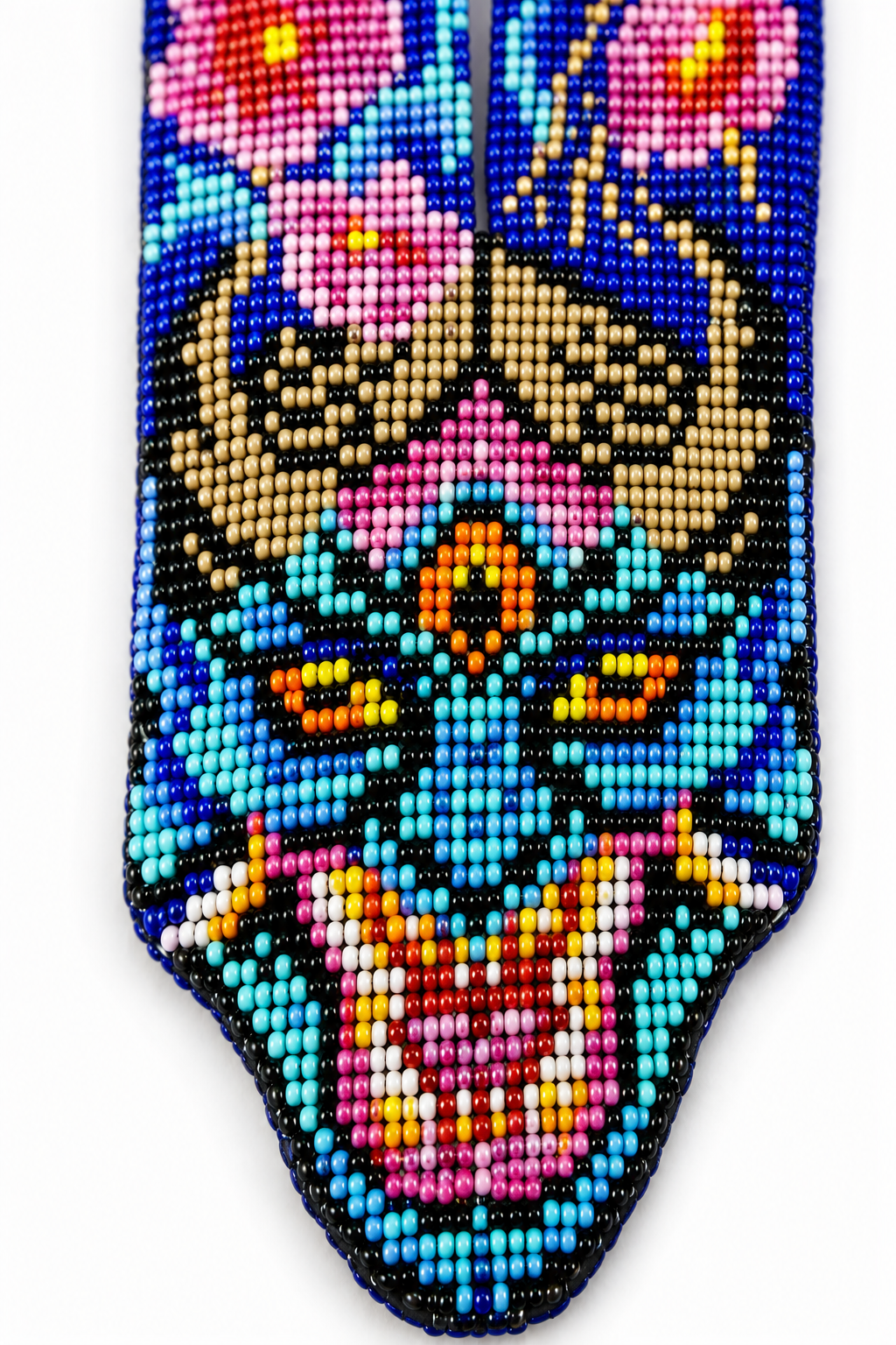 Handmade Blue Floral Beaded Dragon Necklace