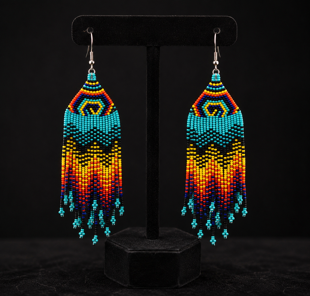 Handmade Beaded Fringe Threader Earrings