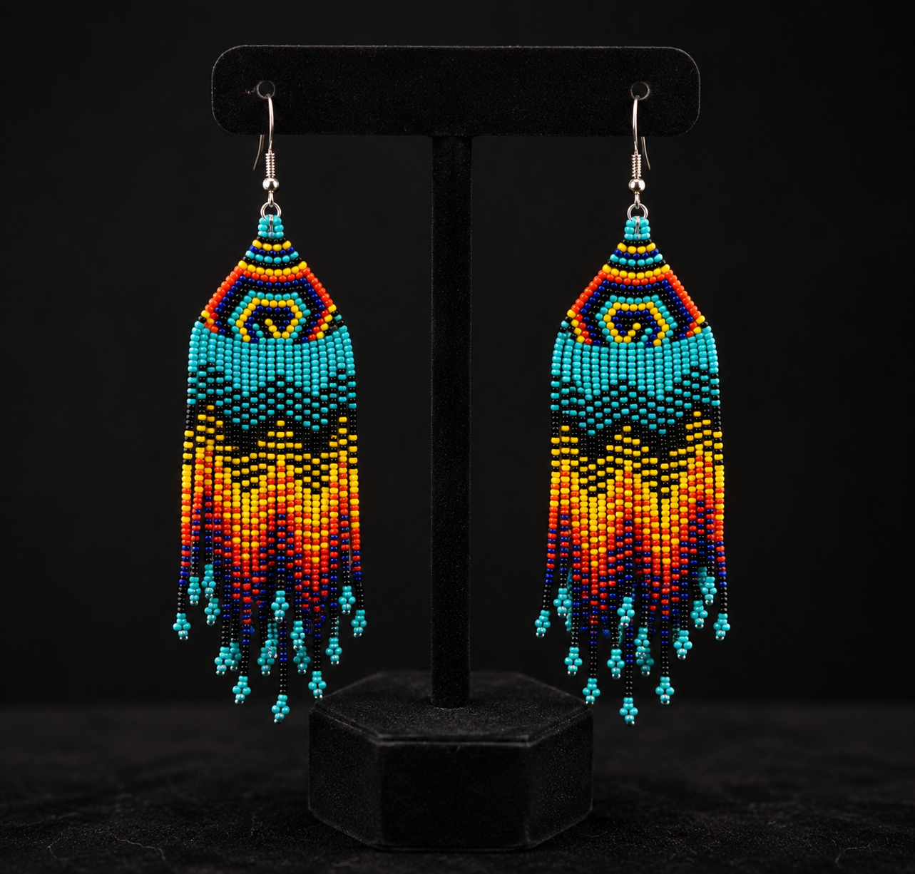 Handmade Beaded Fringe Threader Earrings