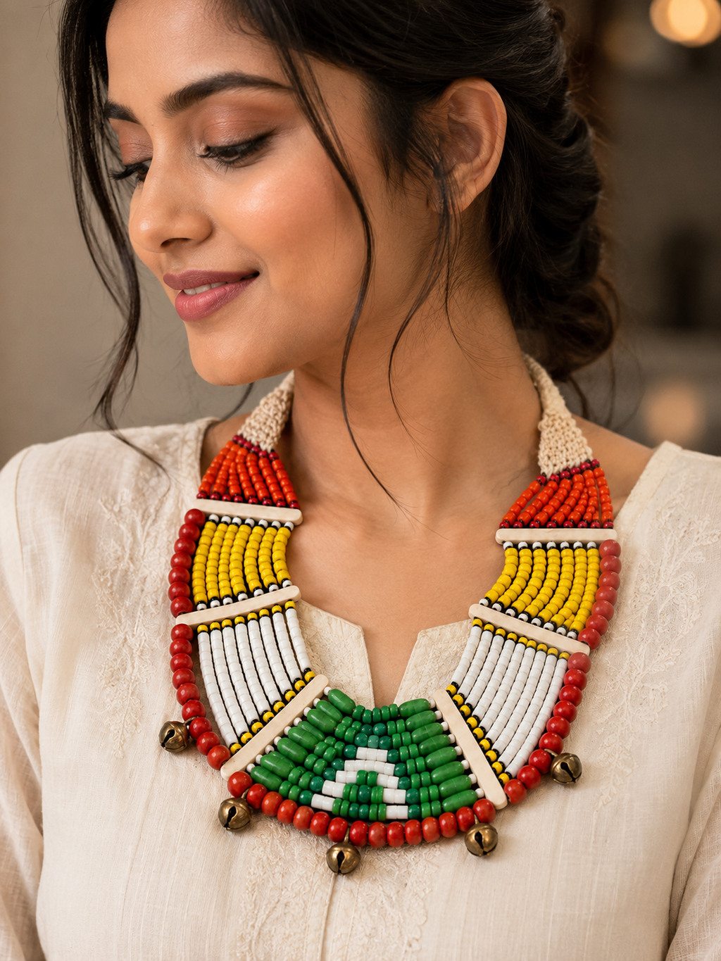 Tibetan Beaded Layered Necklace: Nepal Ethnic Boho Jewelry
