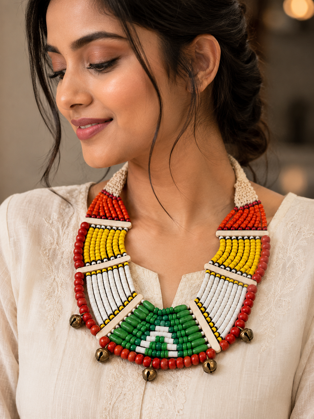 Tibetan Beaded Layered Necklace: Nepal Ethnic Boho Jewelry