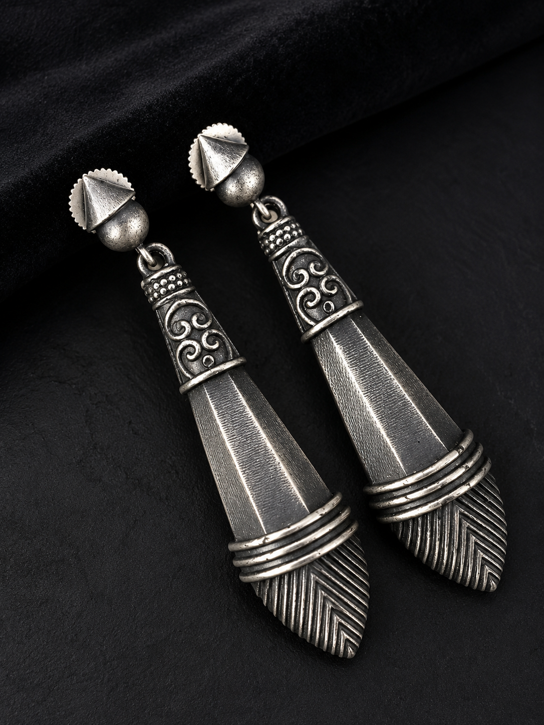 German Silver Drop Earrings: Ethnic Indian Jewelry