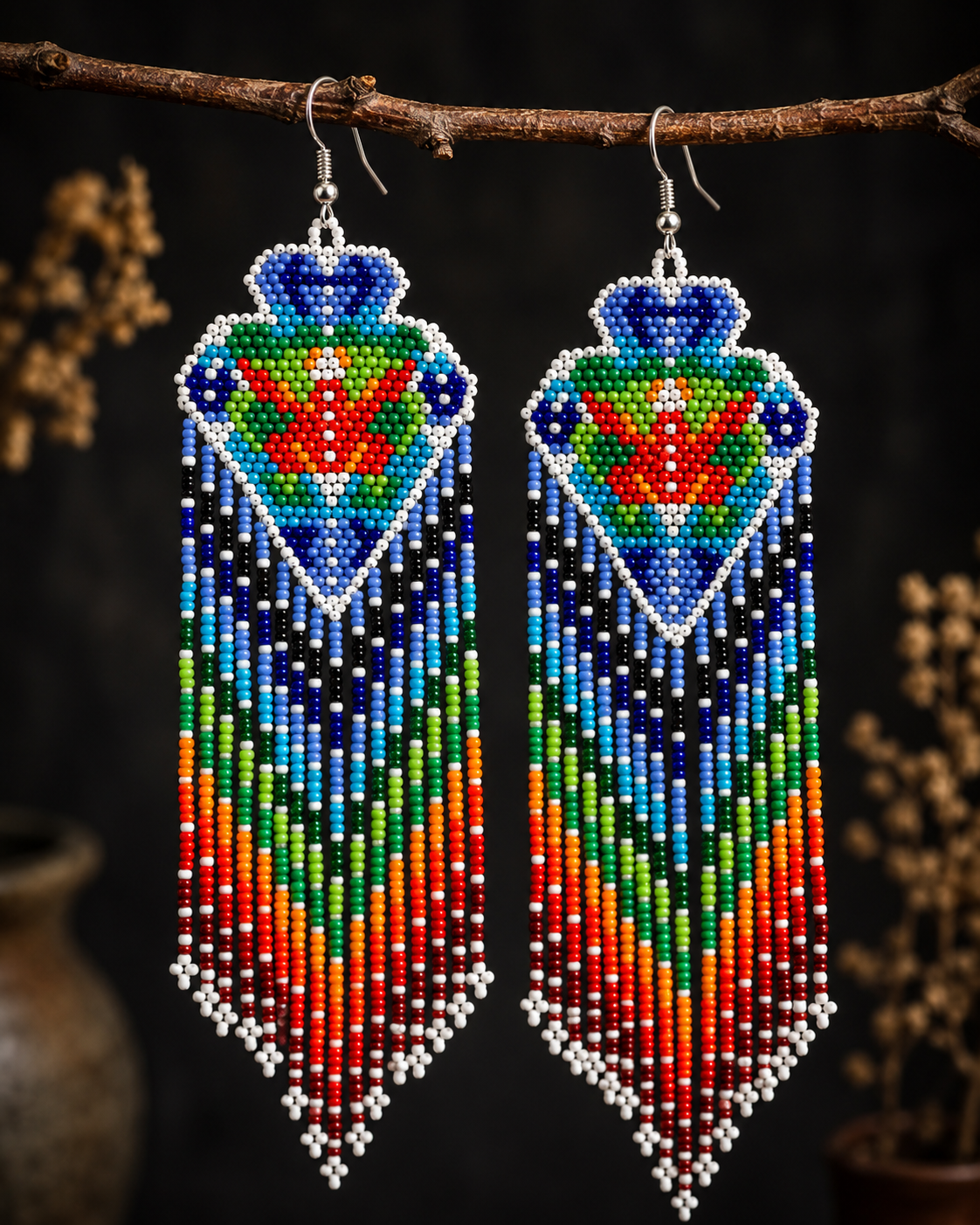 Rainbow Beaded Fringe Earrings: Pride & Equality Jewelry