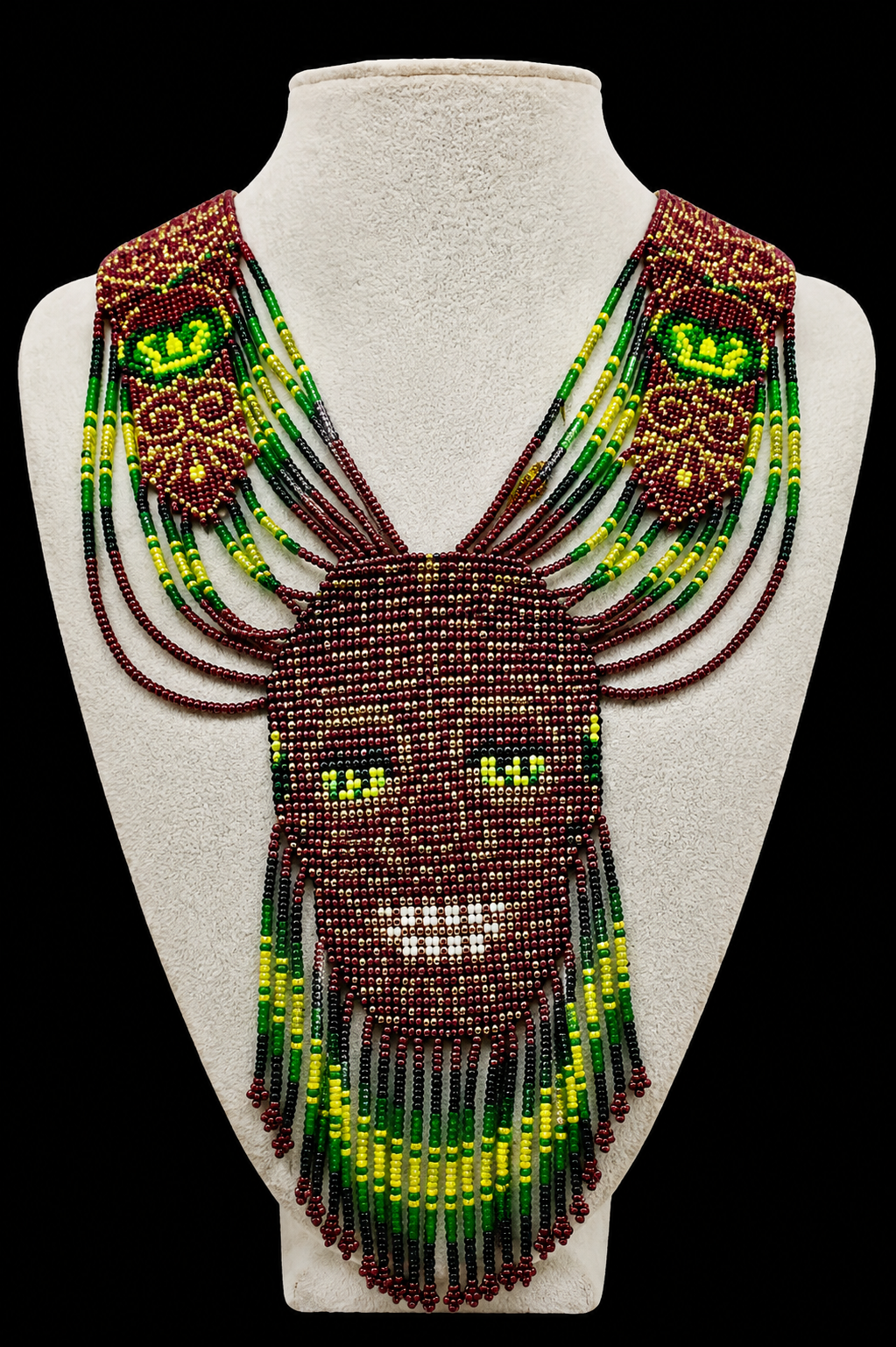 Handmade Tribal Beaded Face Necklace – Ethnic Statement Seed Bead Necklace | Boho Festival Jewelry | Artisan Handmade Gift