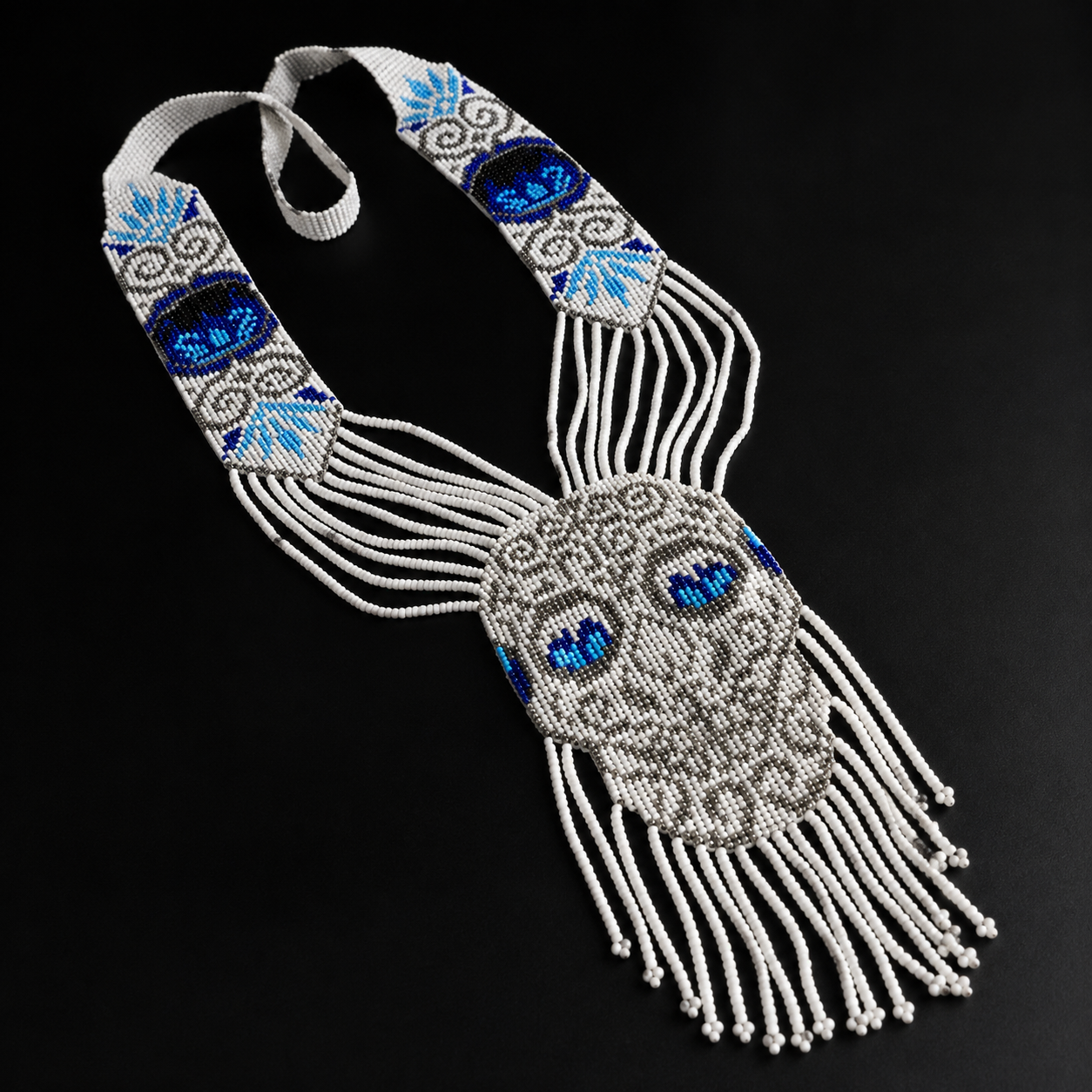 Handmade White Skull Beaded Statement Necklace