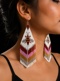 Handmade Seed Bead Bee Dangle Earrings: Statement Jewelry
