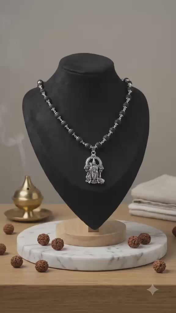 Antique Silver Kartikeya Idols Necklace | Spiritual Hindu Deity Jewelry