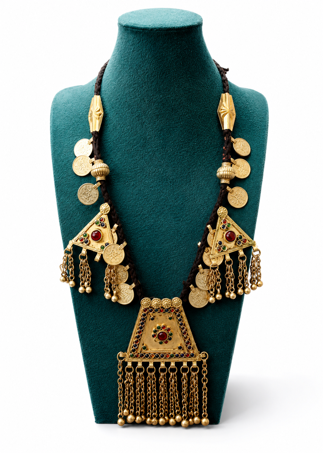 Afghan Tribal Coin Necklace: Vintage Boho Pendant