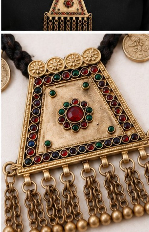 Afghan Tribal Coin Necklace: Vintage Boho Pendant