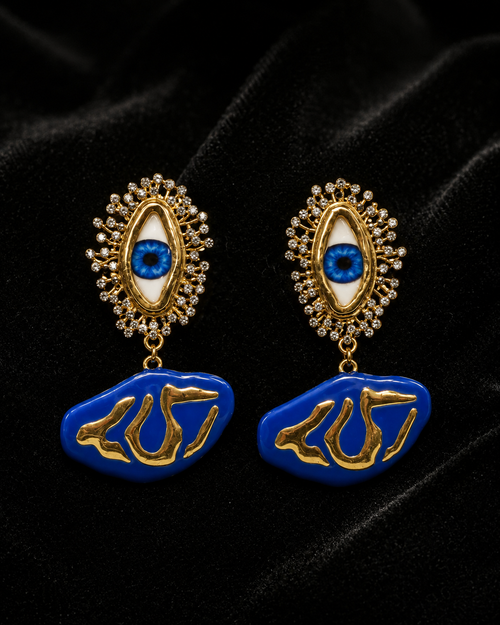 Blue Evil Eye Crystal Earrings